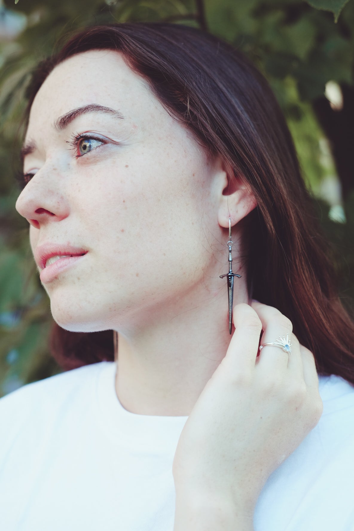 Longsword Silver Mono Earring