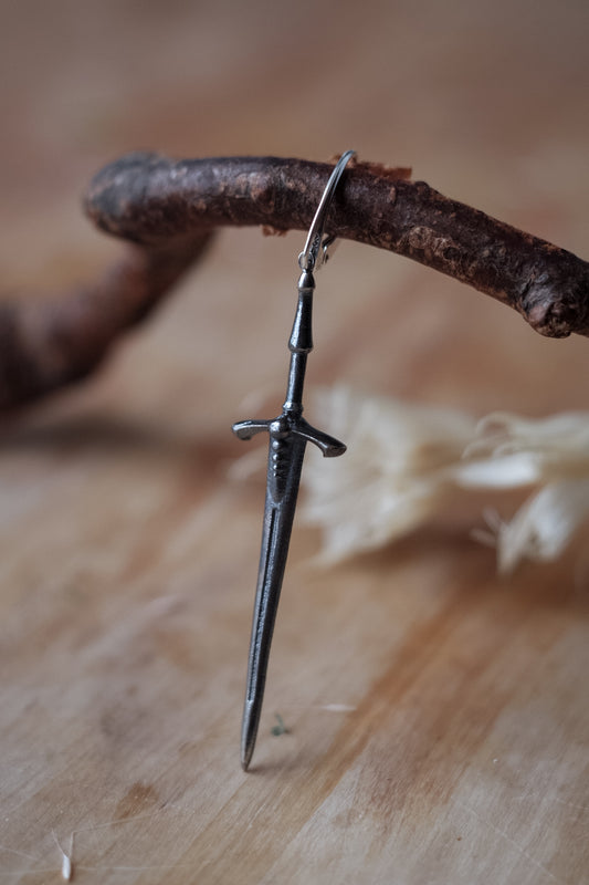 Longsword Silver Mono Earring