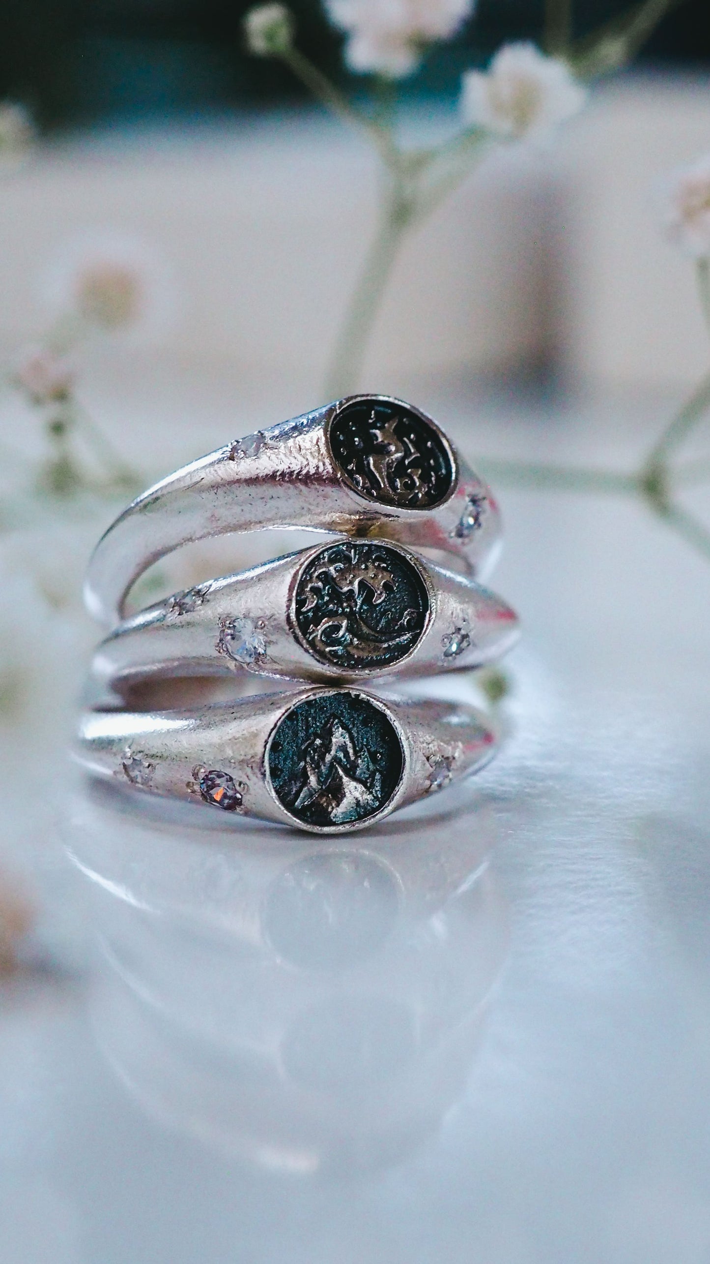 The Three elements signet rings