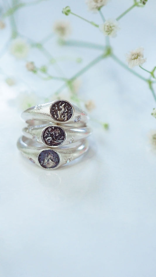 The Three elements signet rings